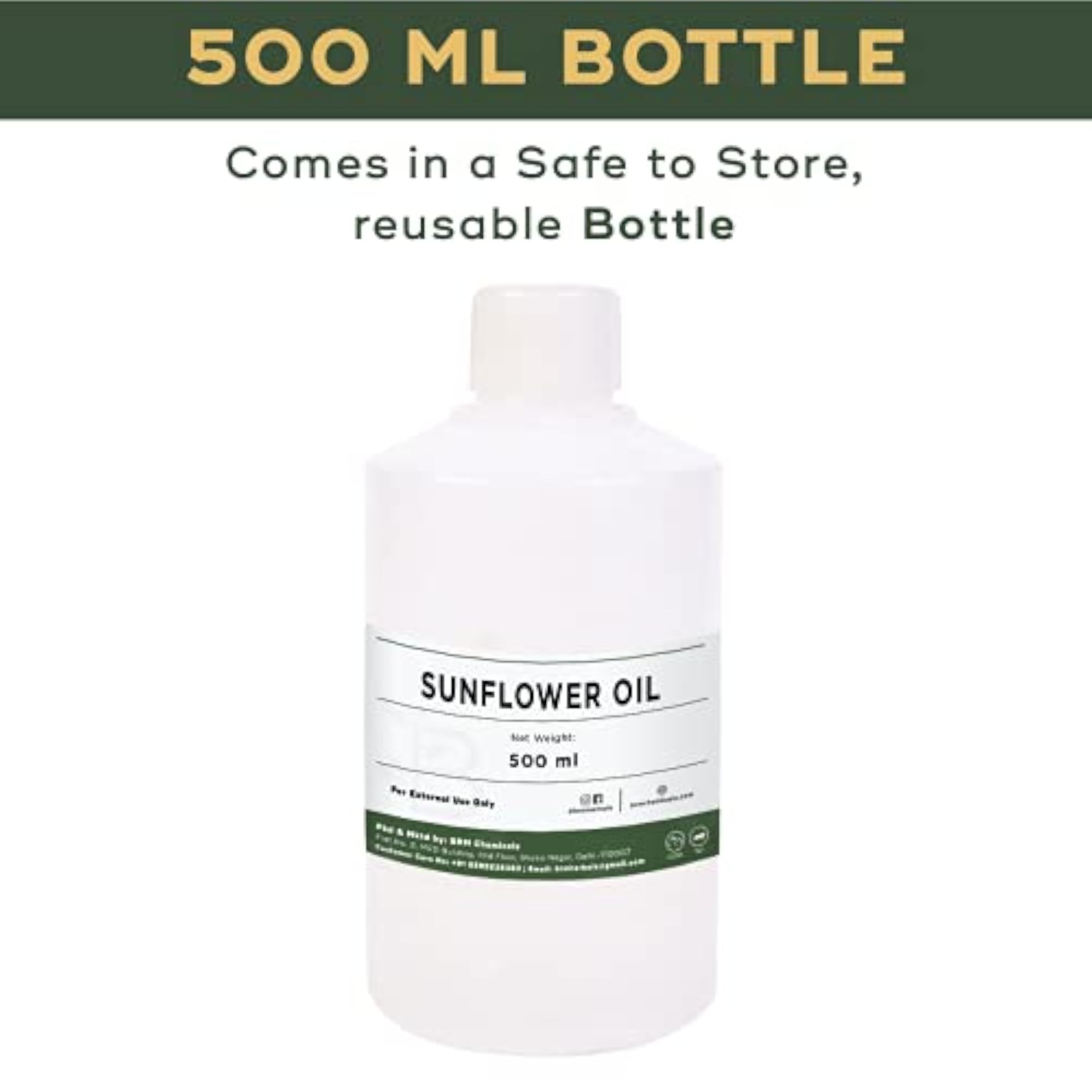 Sunflower Oil - 500 Ml for Hair Growth and DIY Beauty